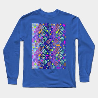 Geometric On Blue Long Sleeve T-Shirt